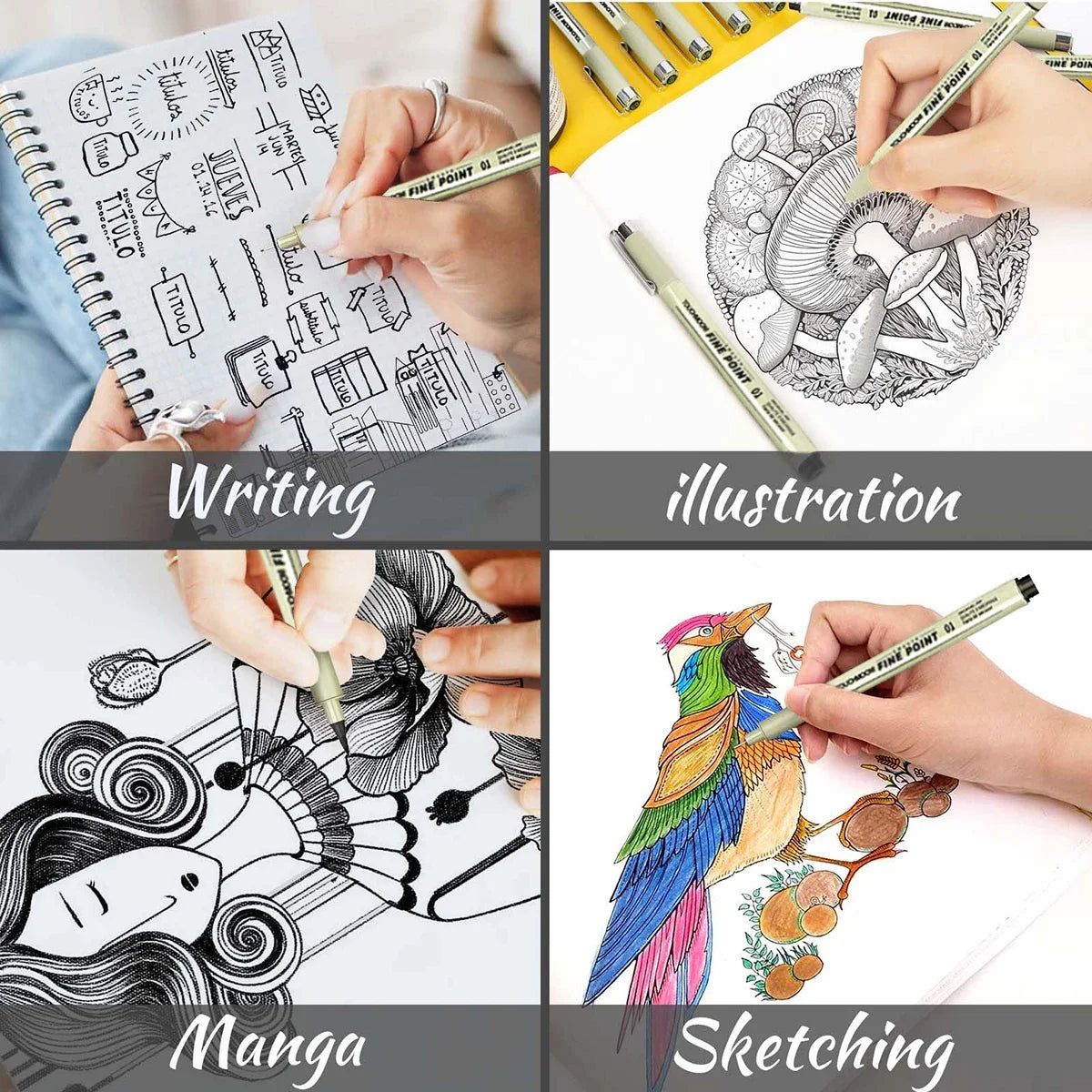 6-12Pcs/Set Hook Needle Pen Hand-painted Fineliner Sketch Pen Student Study Office Supplies Special Stationery Art Supplies