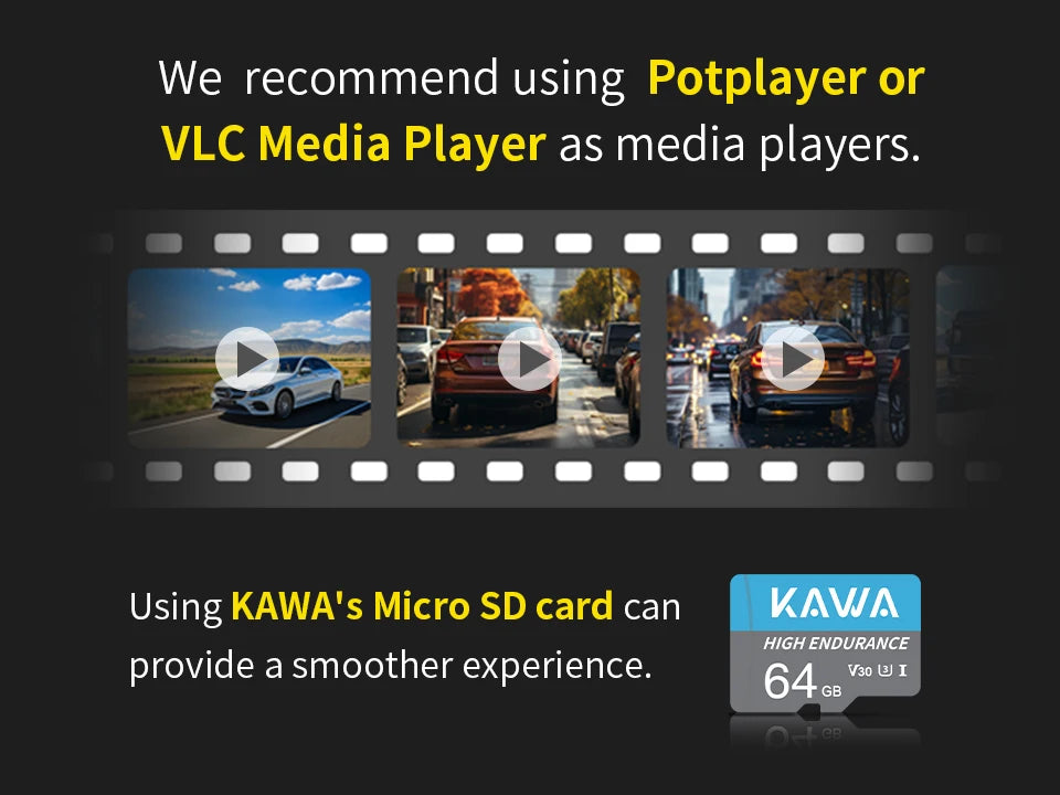 KAWA 4K Dash Camera for Car DVR Sony IMX415 Rear View Video Recorder DVR Voice Control GPS 24h Parking APP WiFi Control Dashcam