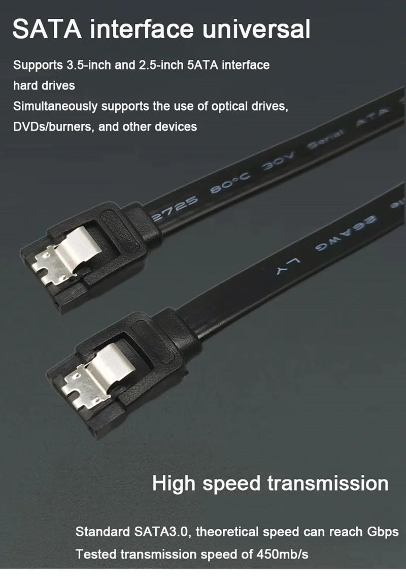High speed SATA 3.0 hard drive data cable, solid-state, serial data cable, flexible SATA, fast transfer, 39cm