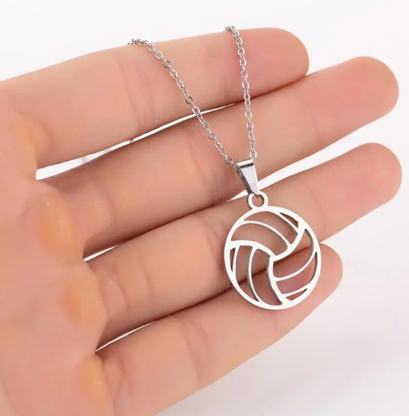 Stainless Steel Necklaces Beach Volleyball Hollow Ball Pendant Chain Collar Fashion Necklace for Women Men Jewelry Party Gifts