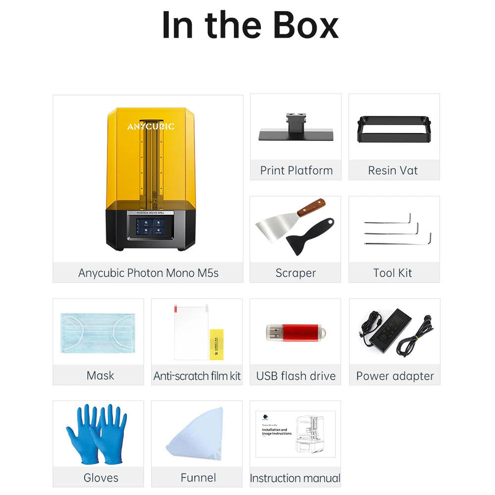 Anycubic Photon Mono M5 12K 3d Printer 10.1 Inch UV LCD Dual Lead Screw Linear Rails Printing size of 11.41*10.63*18.11 Inch