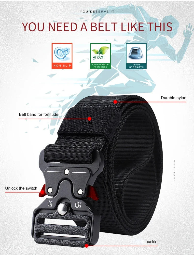 Genuine Tactical Belt Quick Release Outdoor Military Belt Soft Real Nylon Sports Accessories Men And Women Black Belt