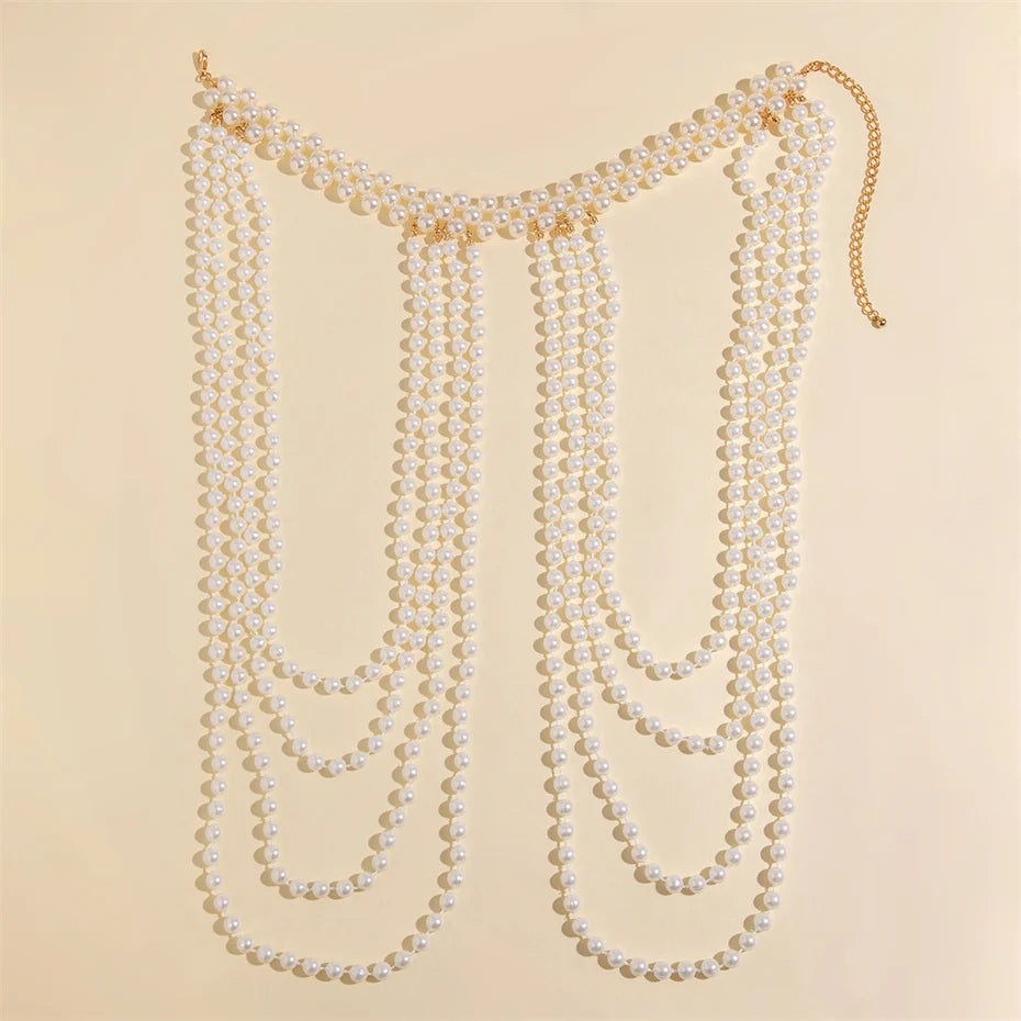 Ingemark New in 2024 Bridal Tassel Imitation Pearl Shoulder Chain Necklace for Women Elegant Shawl Wedding Jewelry Accessories