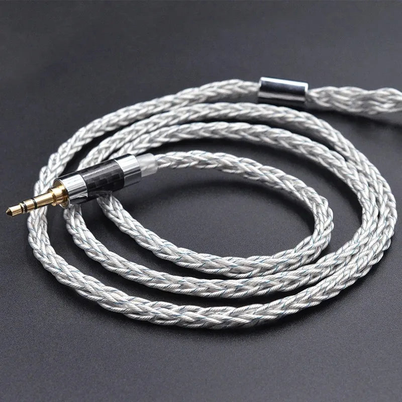 KZ 784 Cores Silver Plated Upgrade Earphone Cables 8 Core Silver Blue Hybrid Headphone With 3.5MM Metal Plug ZAX/DQ6/ZSX/ZSN PRO