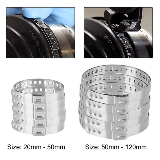 5Pcs 20-50/50-120mm Adjustable Auto Fasteners Axle CV Joint Boot Crimp Clamp Kit Driveshaft Ball Cage Clips Car Accessories