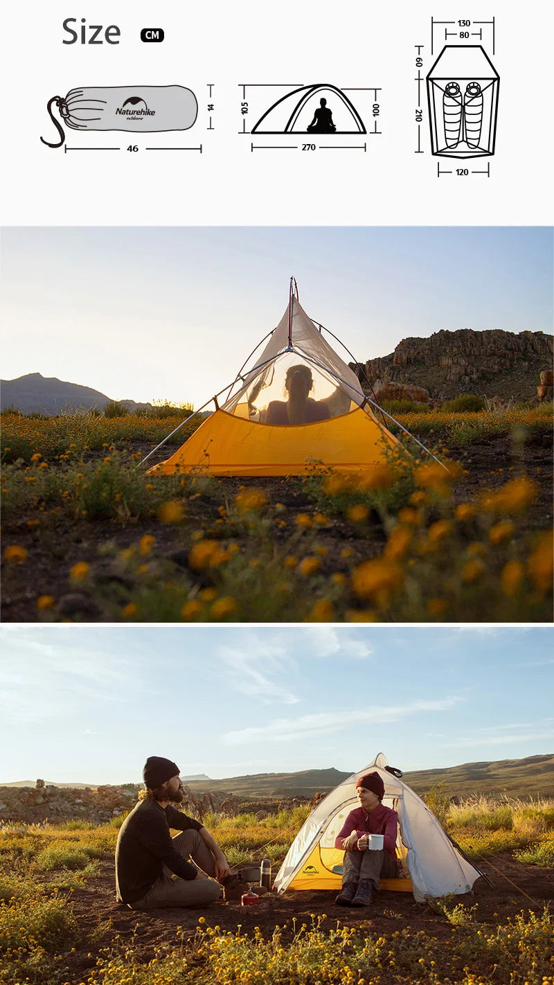 Naturehike 10D Camping Tent Ultralight Waterproof 1 Person Hiking Tents Outdoor Portable Beach Fishing Trekking Shelter Tents