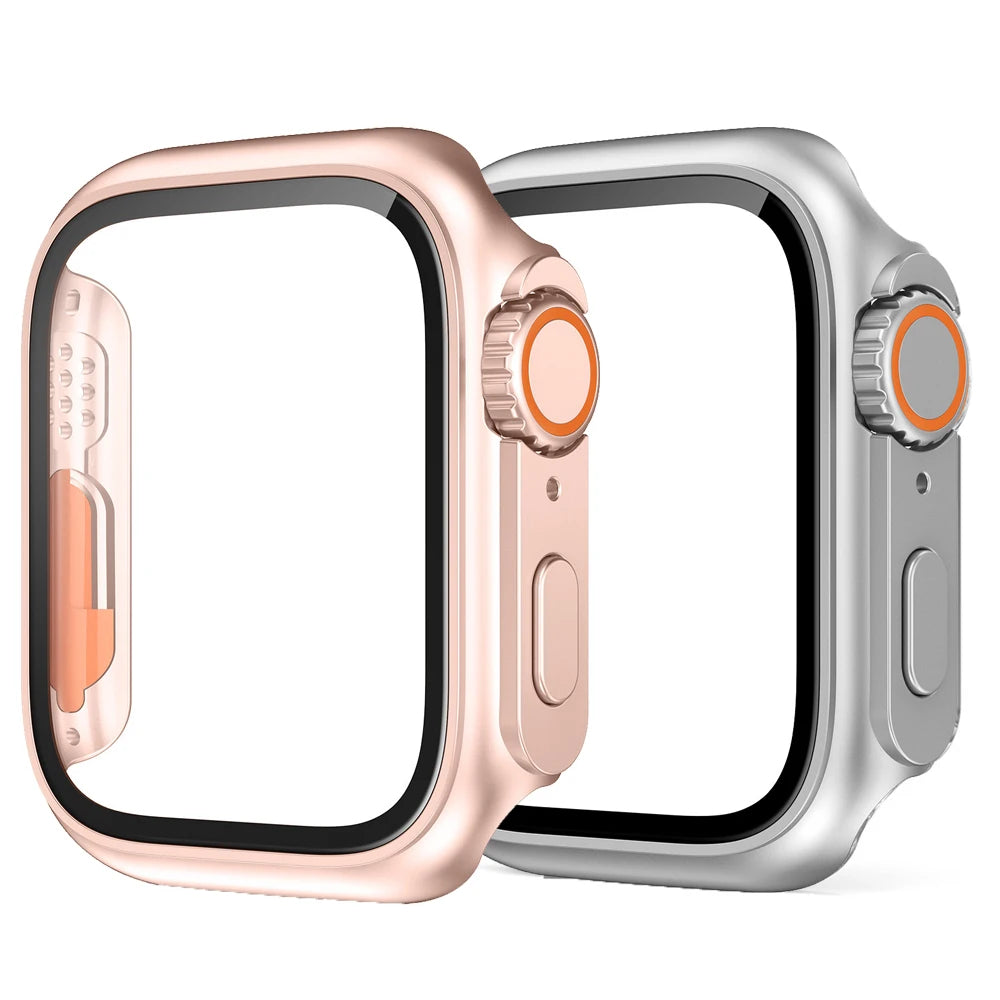 2PCS Case Glass+Case For Apple Watch 42 46 44 45 41 40mm Screen Protector Cover Change Ultra Bumper IWatch Series10 9 8 7 SE 6 5