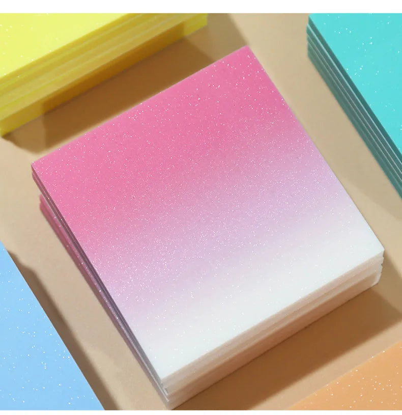 50Sheets Gradient Color Glitter Sticky Notes N times sticker PET Waterproof Memo pad Notepad School Stationery Office Supplies