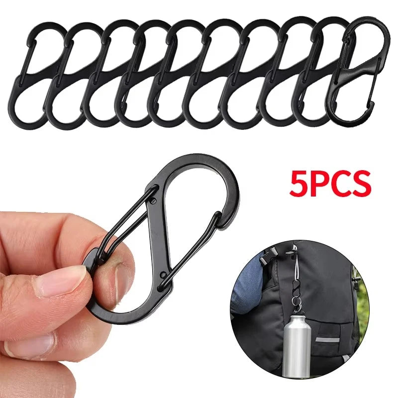10PCS MINI Keychain Hook S Type Stainless Steel Anti-theft Spring Clip Outdoor Camping Backpack Buckle Locking Tool