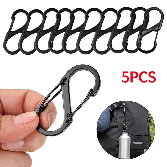 10PCS MINI Keychain Hook S Type Stainless Steel Anti-theft Spring Clip Outdoor Camping Backpack Buckle Locking Tool
