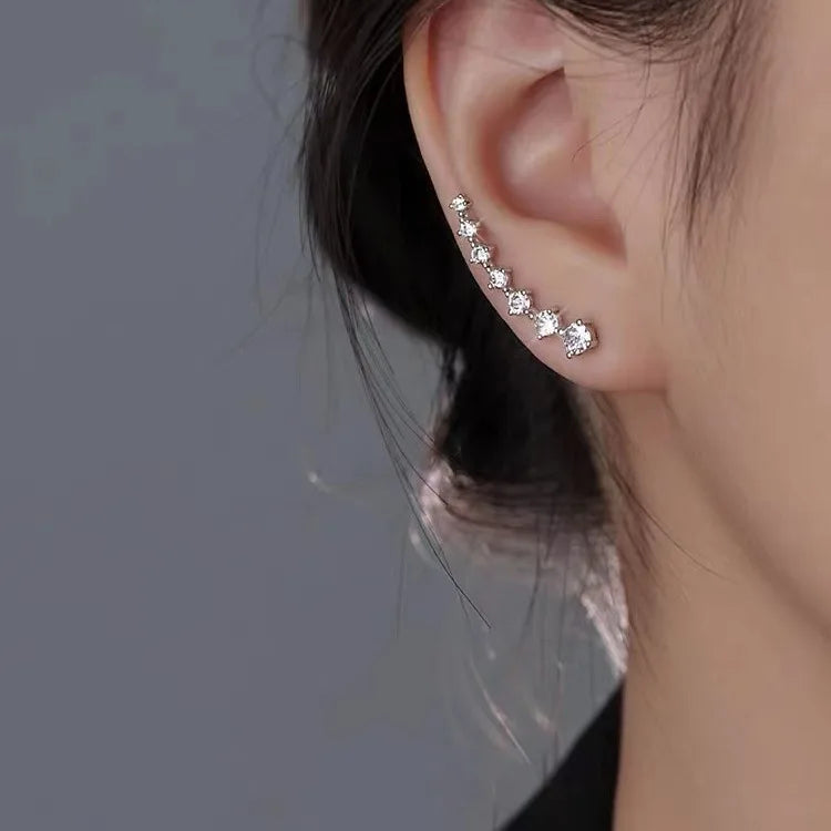 Women Fashion Stud Earrings Rhinestones Zircon Earrings Ear Hook Clip Stud Jewelry Gold Sliver Aretes De Mujer Серьги Женские