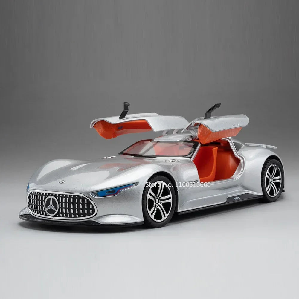 1:24 Alloy Diecasting Vision GT Toys Cars Miniature Models Wheel Pull Back Sports Car with Light Music Vehicles Model Ornament