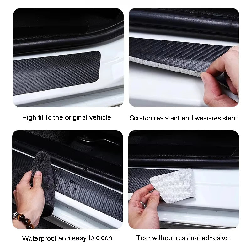 1/4/5Pcs Car Door Sill Scuff Plate Decor Carbon Fiber Stickers For Subaru Crosstrek Legacy Forester Outback Impreza Levorg Smart