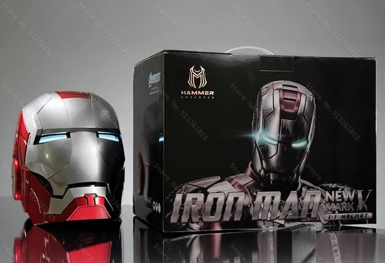 Iron Man Mk5 Helmet 1:1 Scale Electric Voice Activated Wearable Mask With Automatic Opening Closing Adult Toy Gift Collectible