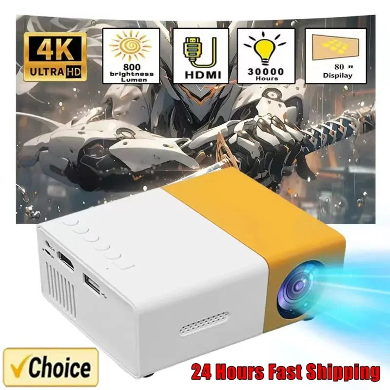 YG300 MINI Projector Portable Home Theater Smart TV Laser Beamer 3D Cinema LED Videoprojector for 4k 1080P Movie Via HD Port