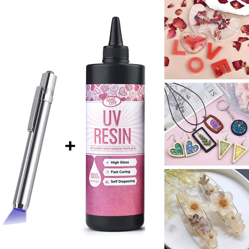 20g/50g/100g UV Epoxy Resin Glue DIY Jewelry Making High Transparency Fast Drying High Hardness Glue UV Lamp DIY Craft Decor
