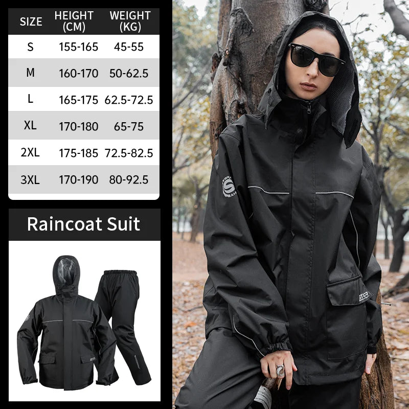 Star Field Knight Black Motorcycle Rider Raincoat Suit Men Women Riding Waterproof Clothes Raincoat Rainpants Split 2Pcs/set