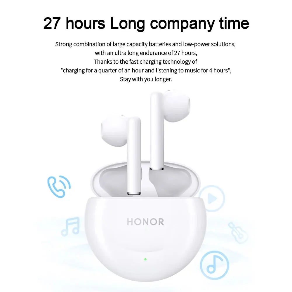 Honor Earbud X5 TWS True Wireless Bluetooth Earphone Call Noise Cancelling Headphone 27 Hour Battery Life Dual Device Connection