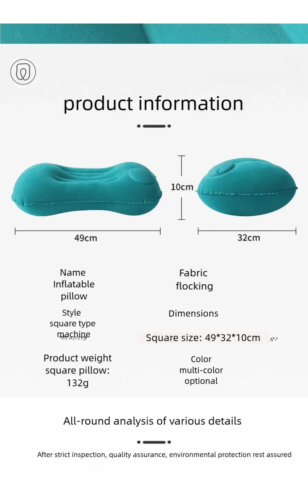 Camping Inflatable Pillow Outdoor Portable Pillow Pool Pillow LIghtweight Soft Car Pillow for Neck and Lumbar Support
