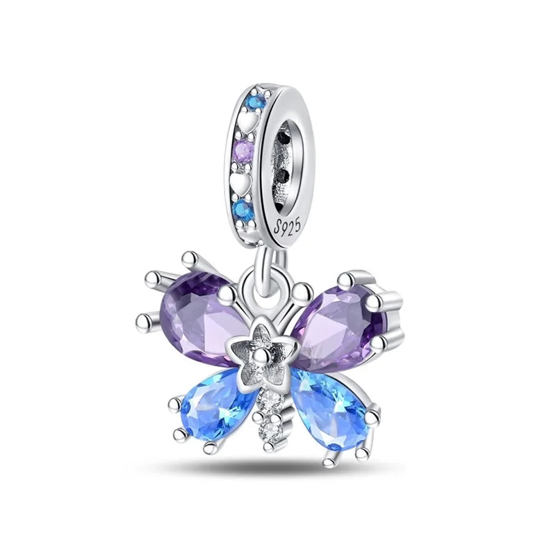 925 Sterling Silver Princess Powder Series Exquisite Daily Bow Sweet Charms Beads Fit Pan Original Bracelets DIY Jewelry