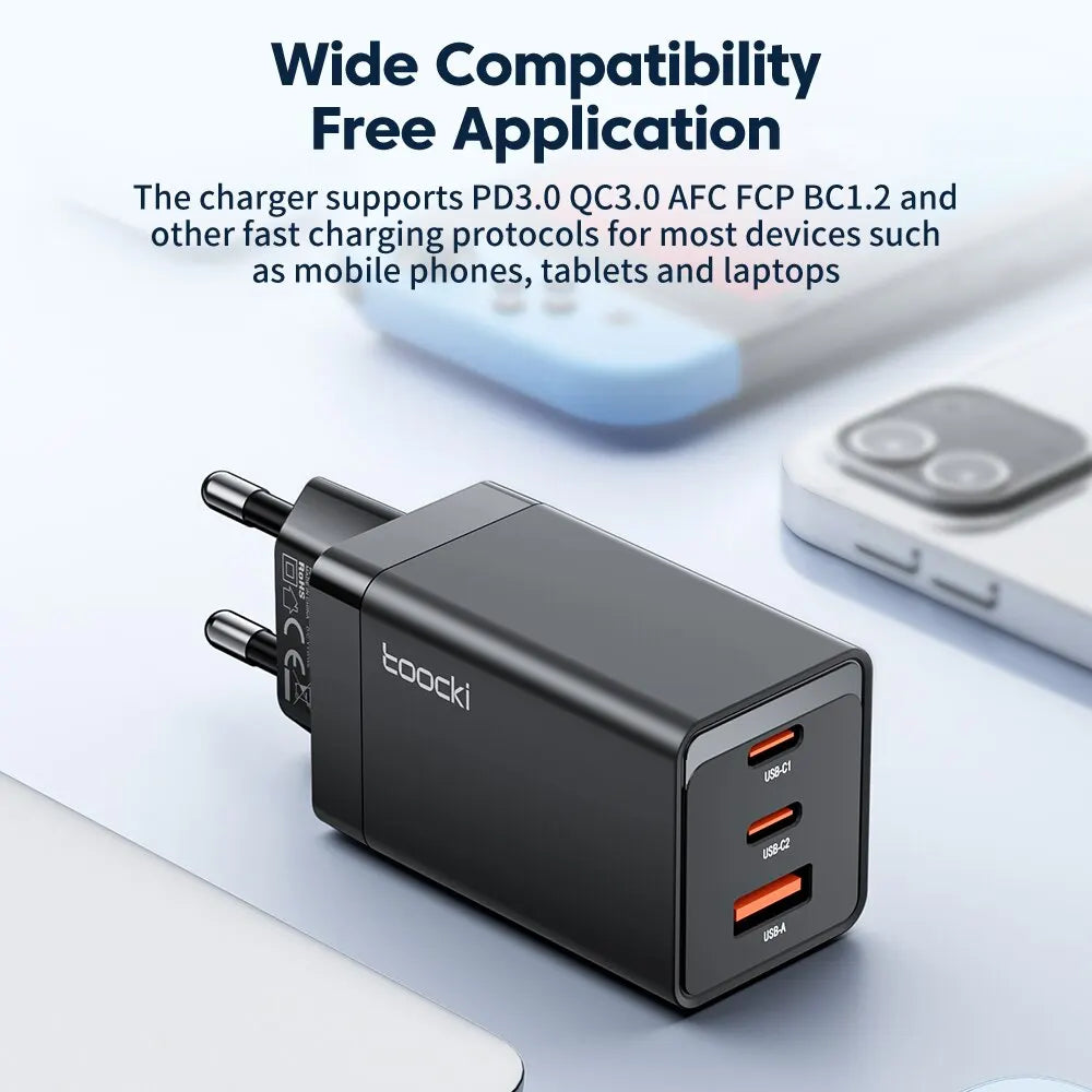 Toocki 67W GaN USB C Charger 65W Quick Charge QC 4.0 PD 3.0 45W Type C Fast USB Charger For iPhone 16 15 14  Pro Samsung MacBook