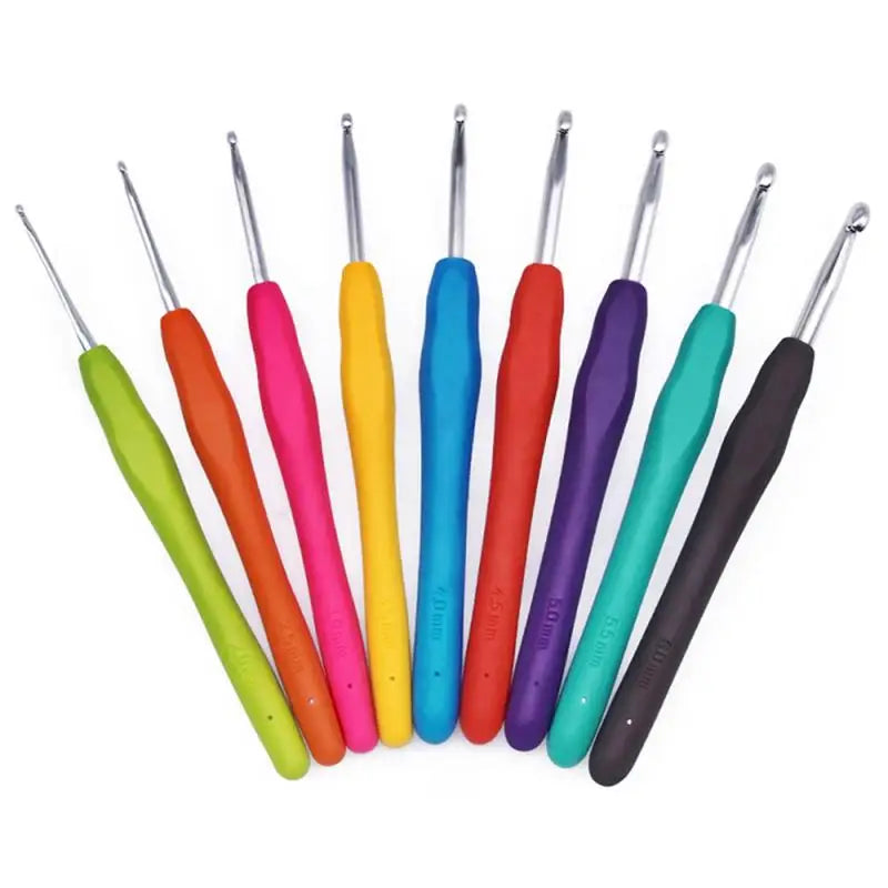 New Knitting Tool Sweater Needle TPR Soft Handle Aluminum Crochet Color Handle Sweater DIY Craft Scarf Sewing Needles Knitting