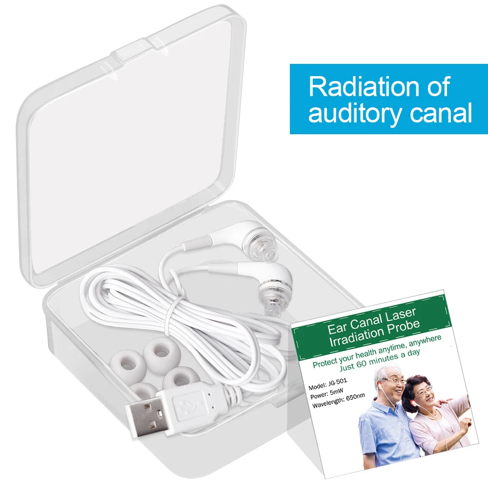 650nm LLLT Laser Therapy Rhinitis Sinusitis Tinnitus Ear Irradiation Laser Physiotherapy Earplug Otitis Media Deafness Treatment