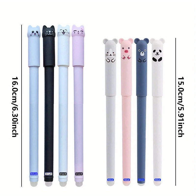 Creative Cat Bear Animal Erasable Gel Pen 0.5mm Washable Handle Magical Eraser Pen Blue/Black Ink Refills Rod Writing Stationery