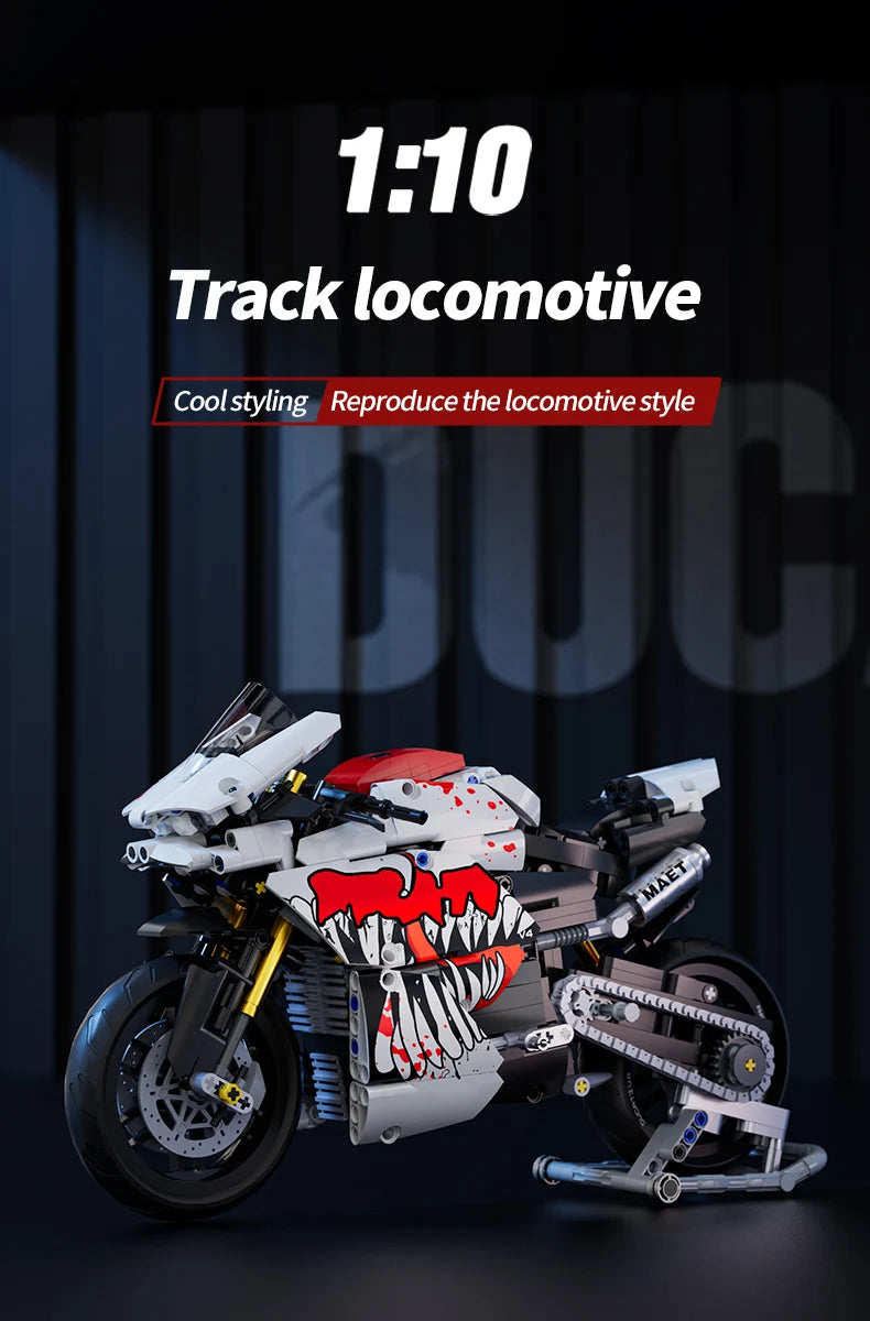 800+PCS Motorcycle Building Blocks Set Super Motorbike 1:10 Model Kit Technical Racing Kid Assembled Toy Gift For Boys And Girls