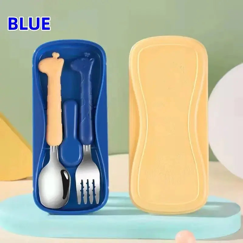 2PCSChildrens Tableware 304 Food Grade Stainless Steel Knife And Fork Baby Eating Training Utensils