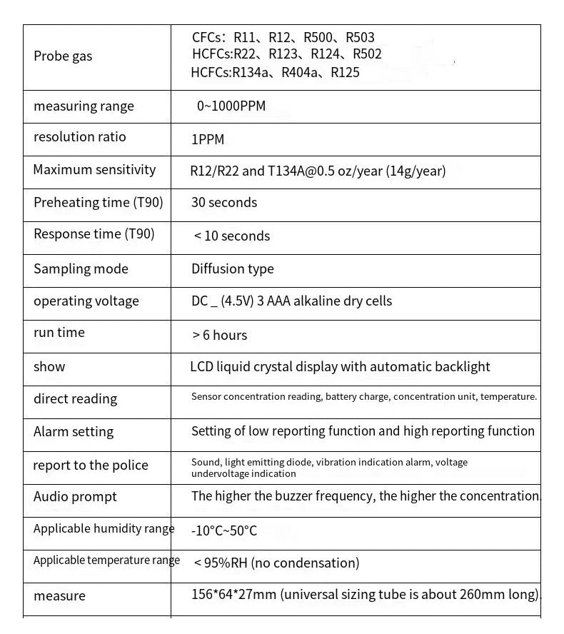 Halogen Leak Detector Air Conditioning Refrigeration Detect Tool Sound Light Vibration Alarm Refrigeration System R22a R134a