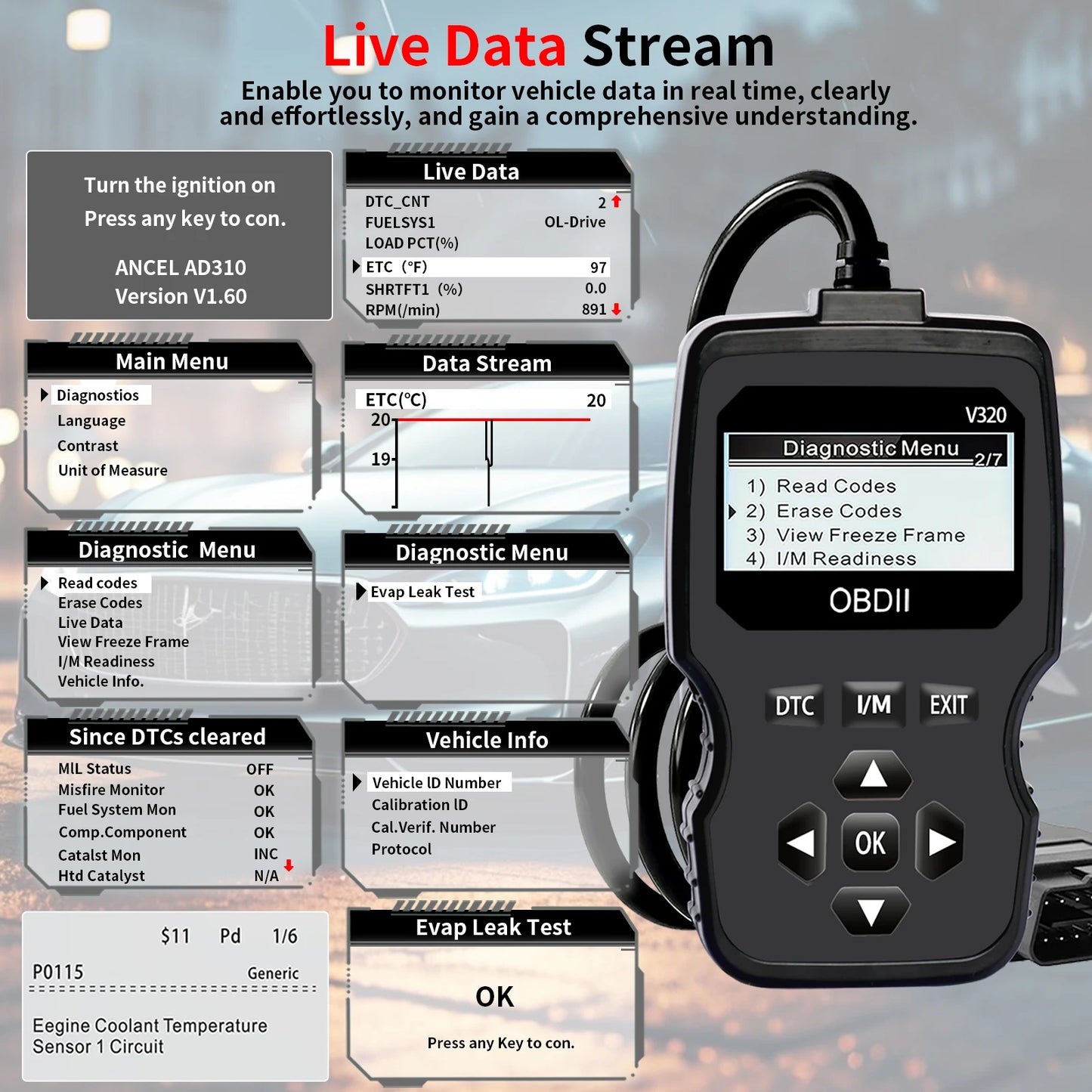 Upgraded Version of Obd2 Scanner Diagnostic Tool, Full-Featured Automatic Engine Fault Code Reader, Suitable for All Vehicles from 1996 - Essential Automotive Maintenance Accessories, Vehicle Diagnosis | Modern Scanner | Dura