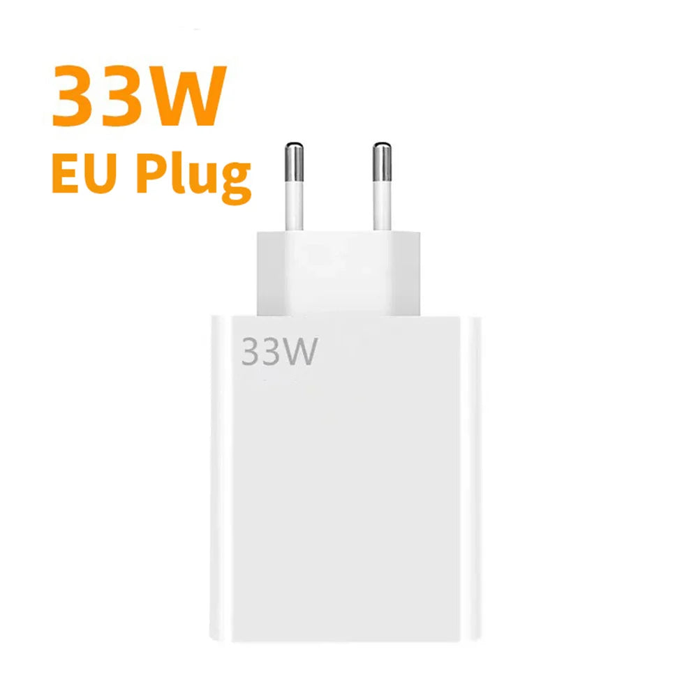 33W USB Fast Charger Quick Charge Mobile Phone Power Adapter For Xiaomi Redmi Note 13 12 11 10 iPhone Samsung EU/US Plug Charger