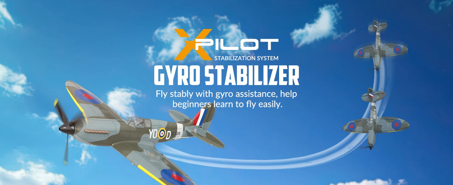 Volantex New Spitfire RC Plane EPP 400mm Wingspan RC Fighter One Key Aerobatic 2.4G 4CH RTF Warbird Plane