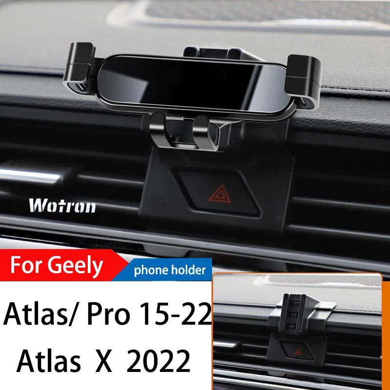 Car Phone Holder For GEEly Atlas 2015-2022 GPS Special Gravity Navigation Mobile Bracket 360 Degree Rotating Stand Accessories