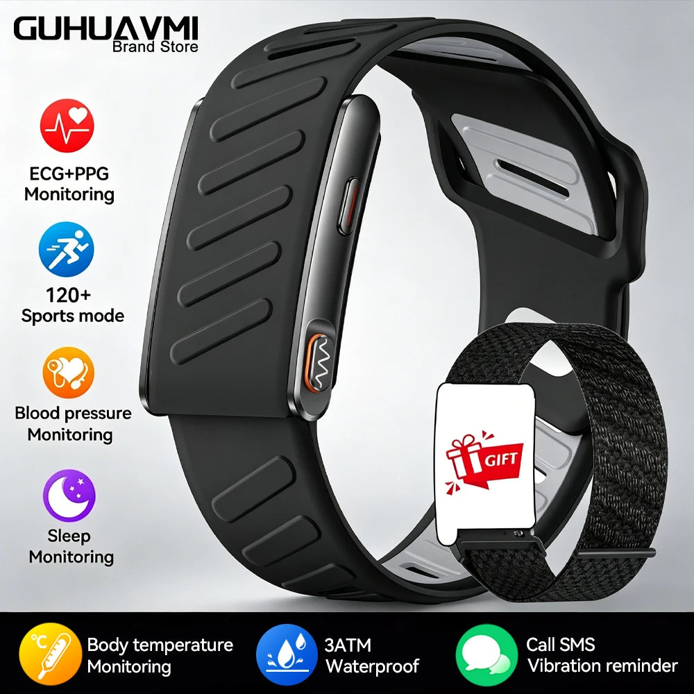 GUHUAVMI ECG+HRV Health Smart Bracelets Heart Rate Blood Pressure Body Fat BMI Body Temperature 3ATM Fitness Tracker Smart Watch