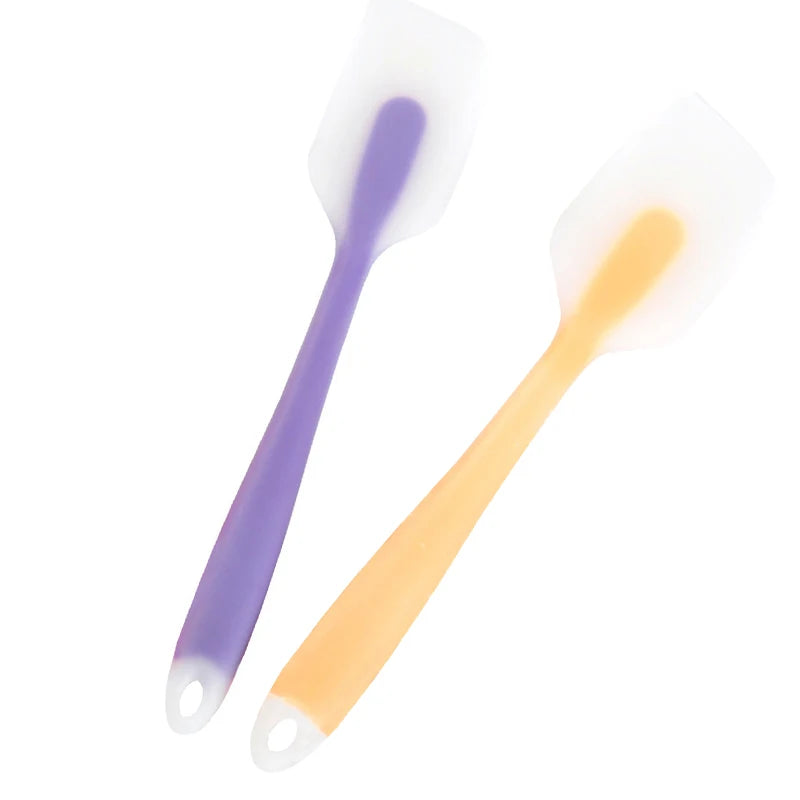 2Pcs Pink And Yellow Transparent Silicone Scraper Cream Scraper Cake Scraper Baking Tool Semi Handle High Temperature Resistant