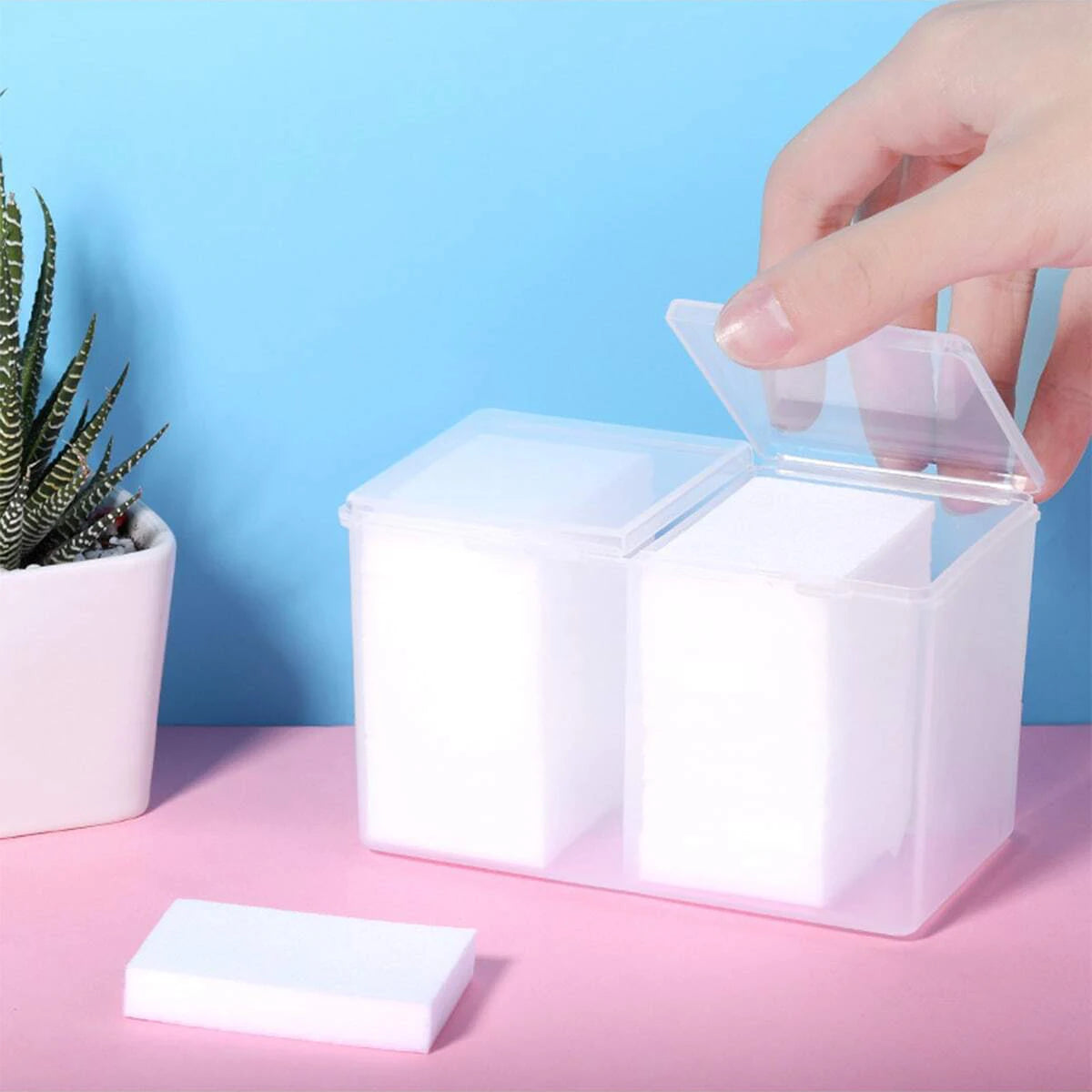 1PC Nail Towel Storage Box Cotton Sheet Storage Box Independent Double Cell Nail Wash Towel Storage Drum Cotton Stick Storage Bo