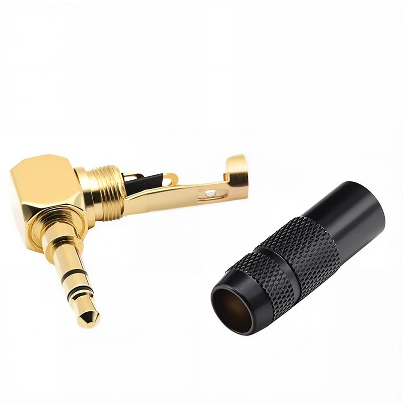 Right Angle Gold Plated 3.5mm for Soldering 3Pole Earphone Plug Audio Connector Electronics