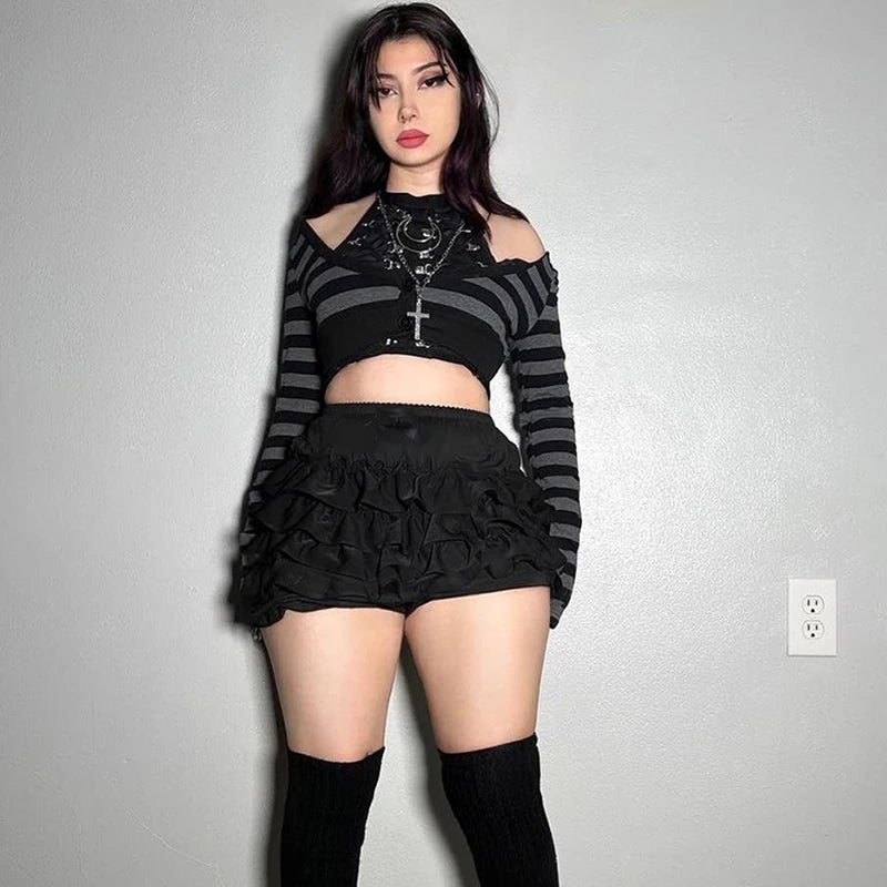 AltGoth Mall Goth Hotsweet Shorts Women Aesthetic Y2k E-girl Cute Sweet Fairycore Grunge Lace Bow Patchwork High Waist Shorts