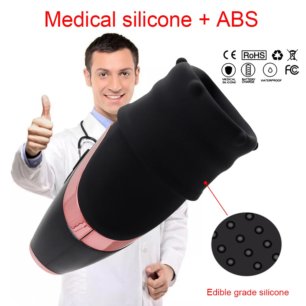 Male Sexy Penis Pump Vibrator Penis Delay 12 Speed Male Masturbator Trainer Automatic Glans Stimulation Exercise Oral Sex Toy
