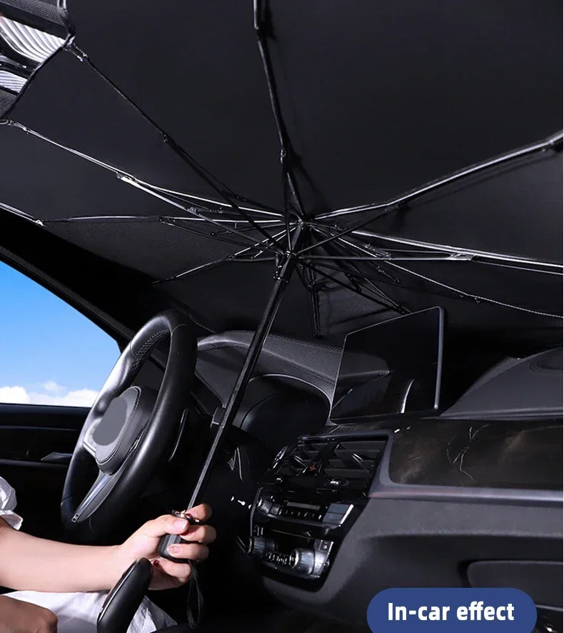 Car Titanium Silver Sun Shade Umbrella Portable Foldable Car Thermal Insulation Expansion and Contraction Windshield Umbrella