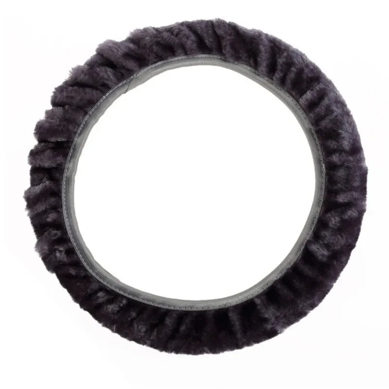 38cm Premium Soft Short Fur Car Steering Wheel Cover High-density Warm Plush Winter Steering Wheel Protector Cover Accessories