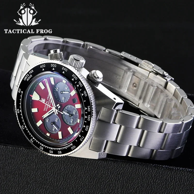 Tactical Frog Chronograph Watch Sapphire Crystal Mirror Ceramic Bezel V2 Solar VS75A Eco-Drive Quartz 20Bar Luminous Mens Watch