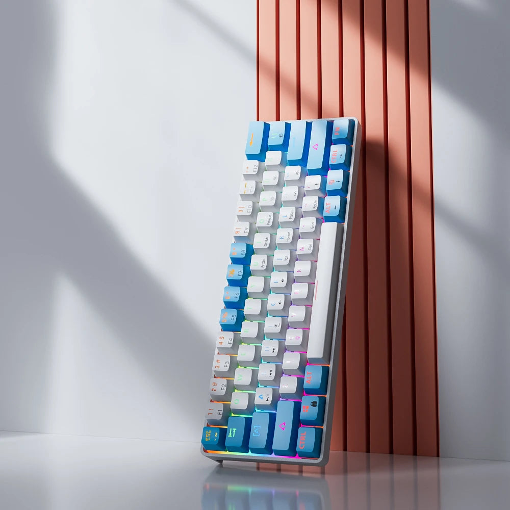 MUCAI mechanical keyboard 61 key mini portable wired cool light effect red axis hot swappable e-sports game office desk keyboard