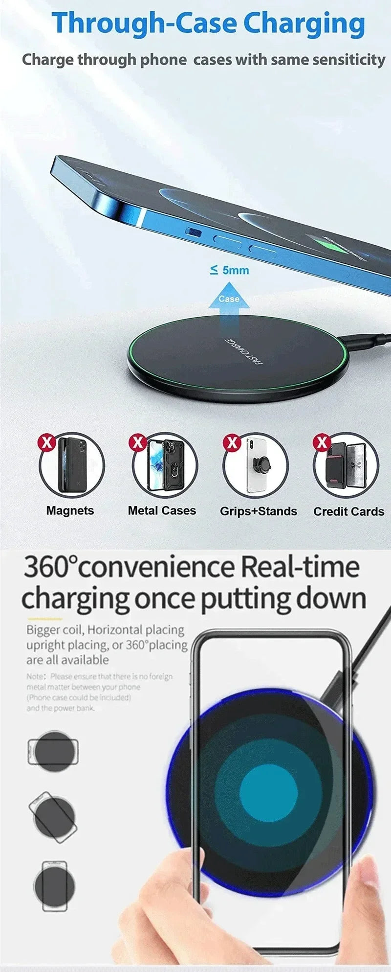 30W Wireless Charger Pad Stand Mobile Phone Chargers Fast Charging Dock Station For iPhone 15 14 13 12 11 Pro Max Samsung Xiaomi