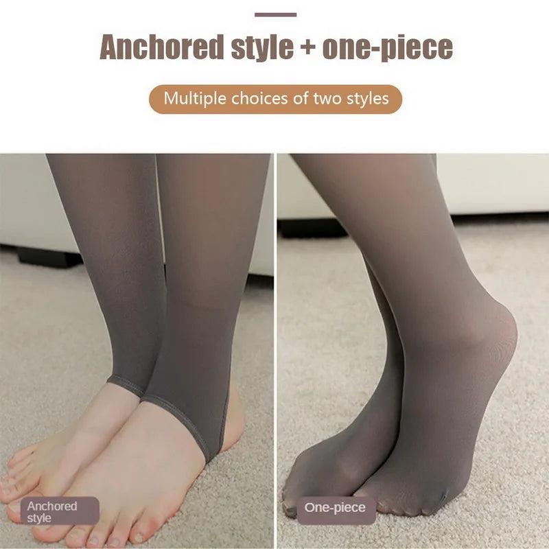 Winter Pantyhose Women Warm Fleece Tights Tights High Waist Thick Fleece Pantyhose Stretchy Thermal Translucent Stockings Woman