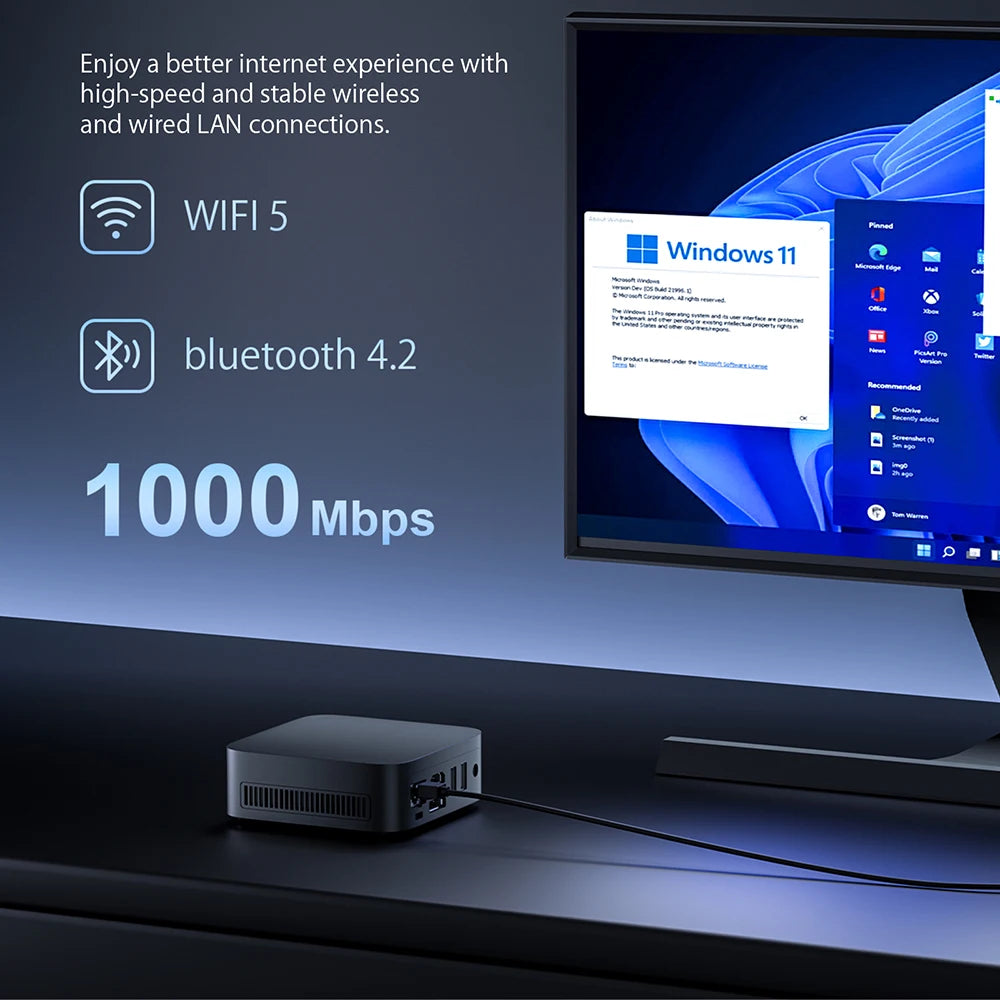 T10 Mini PC Intel Alder Lake N150 Windows 11 Ultra Small Pocket Computer 4K 60Hz Output  Wifi5 BT4.2