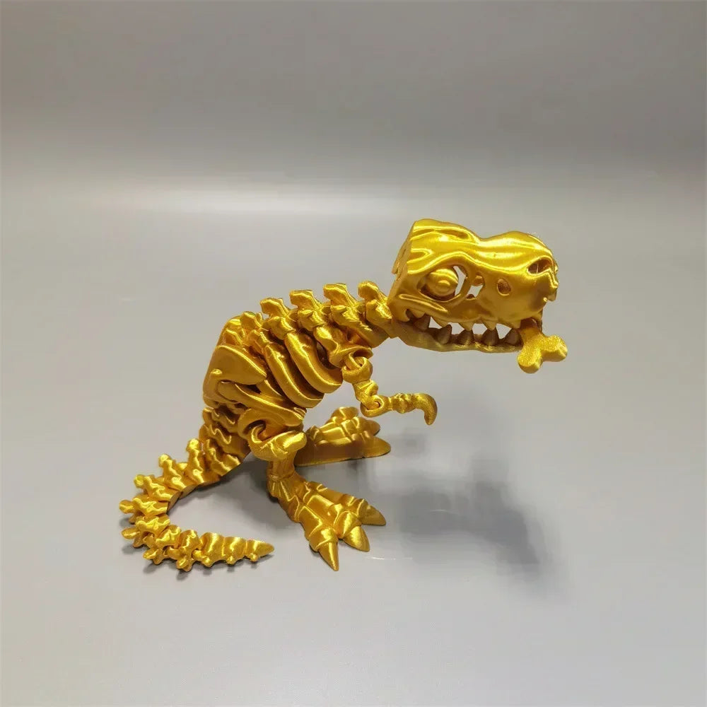 10Pcs Tyrannosaurus Rex Fossil Dragon 3D Printing Skull Dragon Movable Joint Decoration Toy Can Stand Big-mouth Dinosaur Model