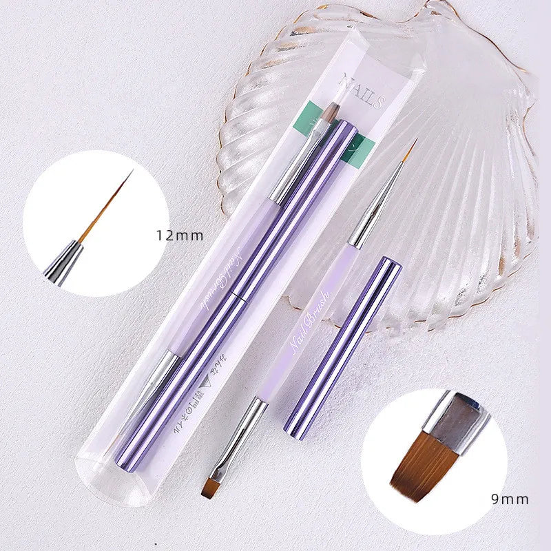Double Head Crystal Handle Nail Brush Liner Brush Painting Pen Gel Brush Crystal Nail Art Manicure